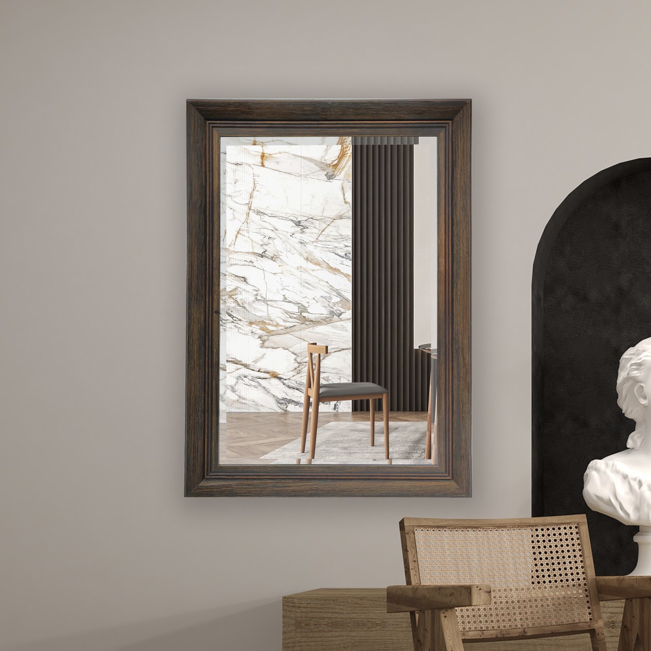 rectangle ornate geometric wall mirror
